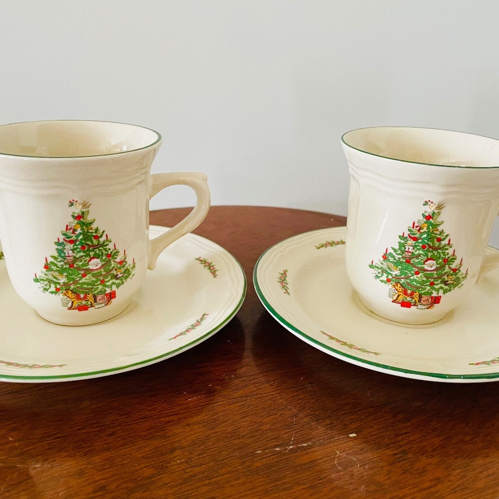 Vintage Niko "Tis the Season" demitasse cup and saucer set , Holiday Tea Set